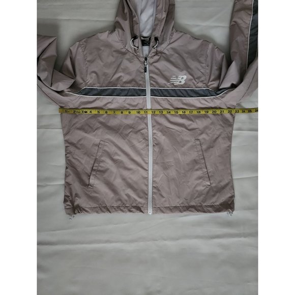 New Balance Women's Gray Full Zip Front Hooded Windbreaker Jacket Size XL - Picture 9 of 11